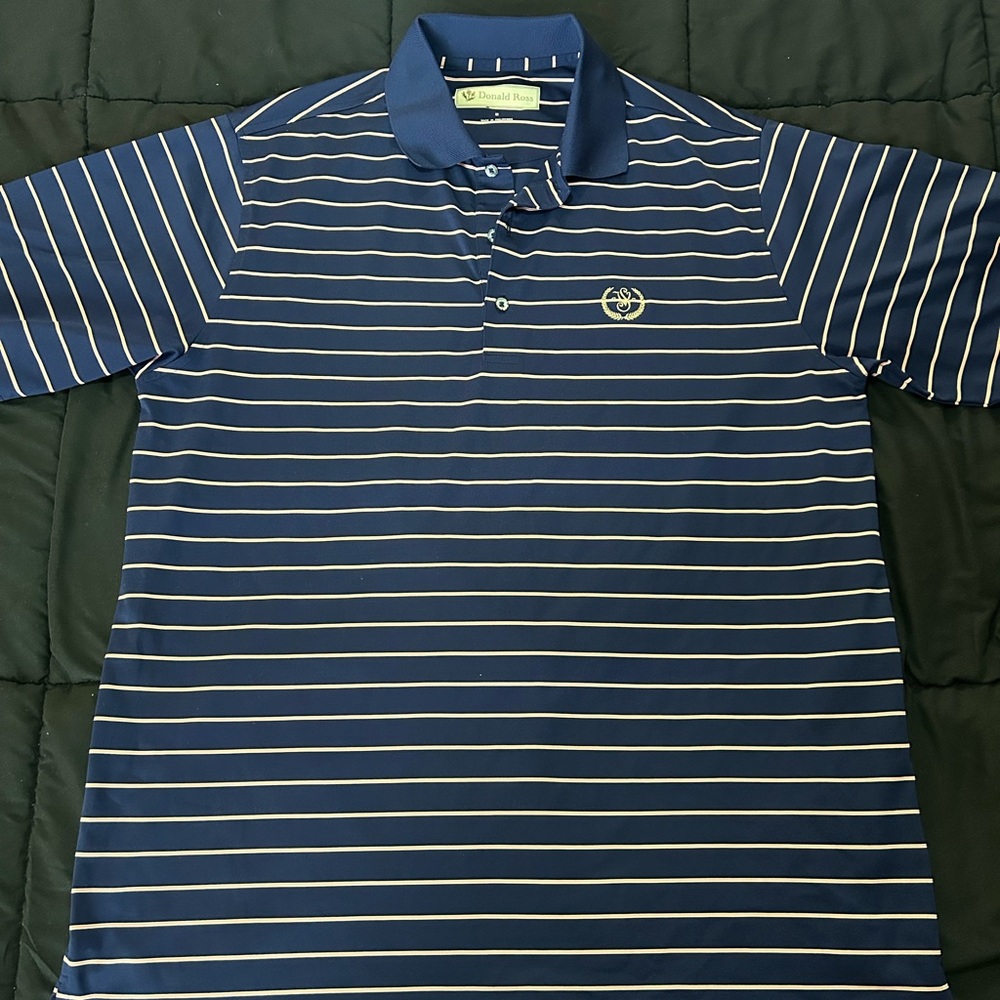 Classic Blue and White Striped Polo Shirt